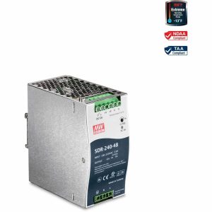 TRENDnet 240W Single Output Industrial DIN-Rail Power Supply, Extreme Operating Temp Range -25 to 70 &deg;C(-13 to 158 &deg;F) Built-in Active PFC, Passive Cooling, DIN-Rail Mount, Silver, TI-S24048 - Image 1