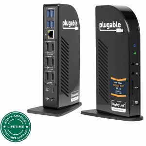 Plugable 4K USB C Docking Station Triple Monitor with 100W Power Delivery, USB C Dock for Thunderbolt 3/4, and USB-C Windows and Mac - Image 1