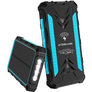 4XEM 20,000 maH Mobile Solar Power Bank and Charger (Blue) - Image 1